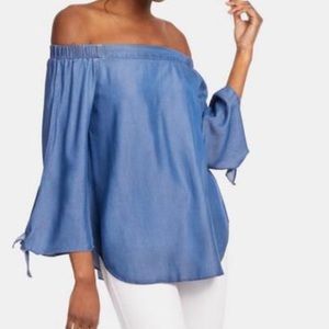 NWOT Philosophy Off-The-Shoulder Denim Blouse